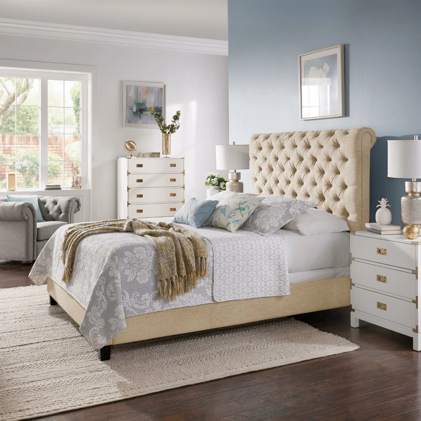 Cheapest β€οΈ Queen Weston Home Fillmore Diamond-Tufted Rolled Top Bed π 5 Cheapest β€οΈ Queen Weston Home Fillmore Diamond-Tufted Rolled Top Bed π - Image 3