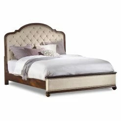 Best Pirce 👏 California King Hooker Furniture Leesburg Upholstered Bed With Wood Rails ✔️ -Beds Shop detailHOOK4265