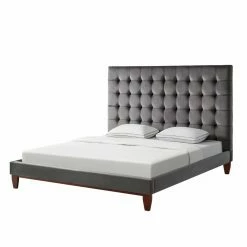 Wholesale 👏 King Inspired Home Scott Velvet Upholstered Platform Bed 🥰 -Beds Shop detailINSP067
