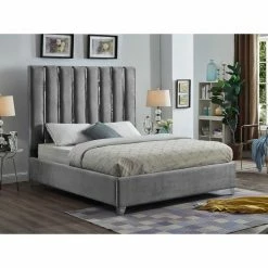 Best Pirce 🎁 King Meridian Furniture Inc Enzo Upholstered Panel Bed 👍 -Beds Shop detailMERI593