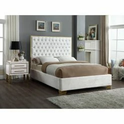 Cheapest 💯 King Meridian Furniture Inc Lana Tufted Low Profile Bed 🎉 -Beds Shop detailMERI596