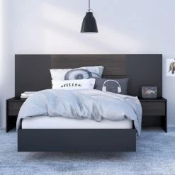 Best reviews of 🎉 Queen Nexera Opaci-T Plank Effect Platform Bed With Headboard Extension Panels And 2 Nightstands ✔️ -Beds Shop detailMFI719