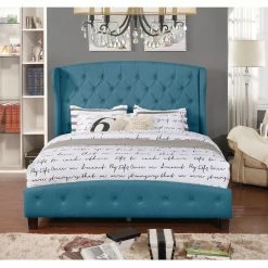 Brand new 🎁 Queen Nathaniel Home Jayce Upholstered Wingback Platform Bed ❤️ -Beds Shop detailNATH074