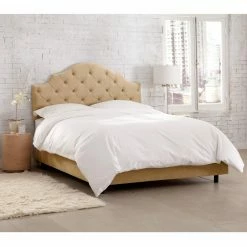 Flash Sale ✨ Skyline Furniture California King Tufted Notched Velvet Upholstered Bed 💯 -Beds Shop detailSKY1401