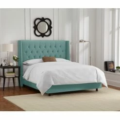 Outlet 😉 Skyline Furniture California King Skyline Nail Button Wingback Velvet Upholstered Bed 🤩 -Beds Shop detailSKY1728