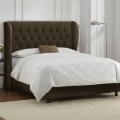 Cheapest ✨ Skyline Furniture California King Tufted Wingback Velvet Upholstered Bed 👏 -Beds Shop detailSKY799