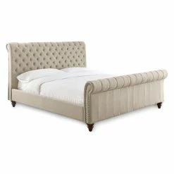 Deals 🔥 King Steve Silver Co. Swanson Upholstered Sleigh Bed 🔥 -Beds Shop detailSSC2844