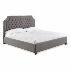 Deals 😉 King Steve Silver Co. Willshire Upholstered Low Profile Bed ⌛ -Beds Shop detailSSC2845