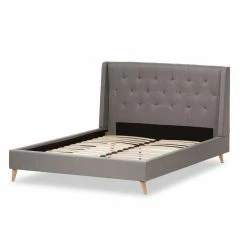 Best Pirce 🔔 King HN Home Craft Mid-Century Modern Platform Bed 🧨 -Beds Shop detailWSI3217