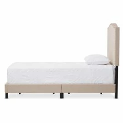 Promo 👍 Baxton Studio Benjamin Upholstered Twin Size Platform Bed With Nail Heads ❤️ -Beds Shop detailWSI3533