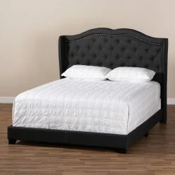 Best deal 🔔 King Baxton Studio Aden Upholstered Low Profile Bed 🧨 -Beds Shop detailWSI4037