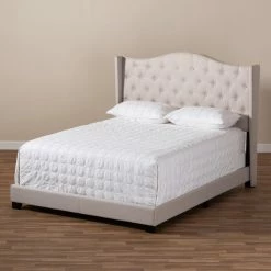Cheap 🎁 Queen HN Home Pearland Transitional Upholstered Low Profile Bed ❤️ -Beds Shop detailWSI4038