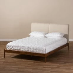Cheapest ✨ King HN Home Calvin Mid-Century Modern Upholstered Platform Bed 😉 -Beds Shop detailWSI4039