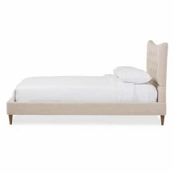 Budget 💯 King HN Home Rennie Mid-Century Modern Button Tufted Upholstered Platform Bed 😀 -Beds Shop detailWSI4299