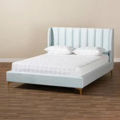 Deals 🤩 Queen Baxton Studio Saverio Velvet Upholstered Platform Bed 👏 -Beds Shop detailWSI4589