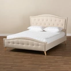 Best deal 🎁 King Baxton Studio Felisa Tufted And Upholstered Platform Bed 🧨 -Beds Shop detailWSI4591