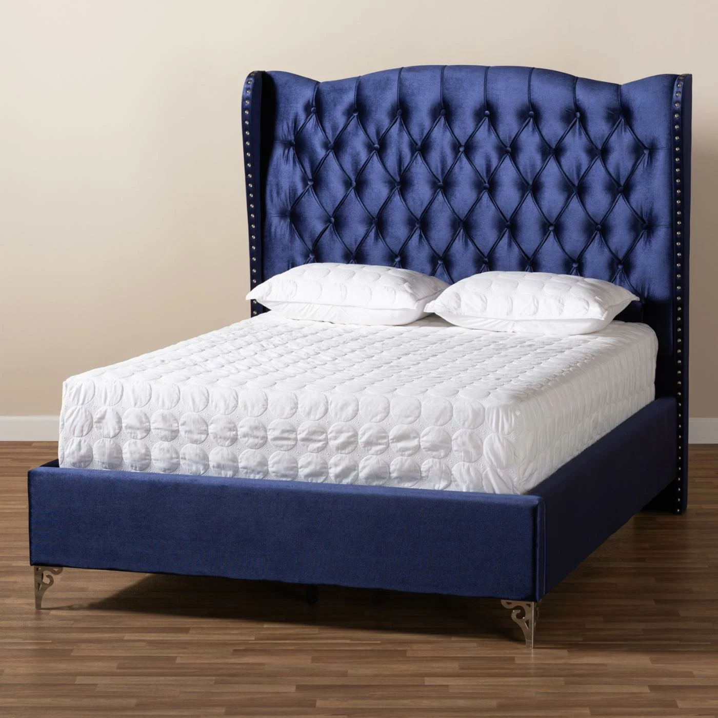 Best Sale π₯ King Baxton Studio Hanne Velvet Upholstered Wingback Bed π₯° 5 Best Sale π₯ King Baxton Studio Hanne Velvet Upholstered Wingback Bed π₯° - Image 3