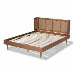 Best Sale 🤩 King Baxton Studio Rina Mid-Century Modern Platform Bed ✔️ -Beds Shop detailWSI4687