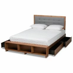 Best Pirce 🌟 Queen Baxton Studio Cosma Platform Storage Bed 🌟 -Beds Shop detailWSI5094