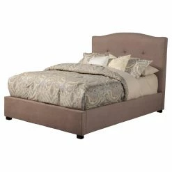 Hot Sale 🛒 Queen Alpine Furniture Amanda Upholstered Platform Bed - Haskett Jute ⭐ -Beds Shop inuseALPE323