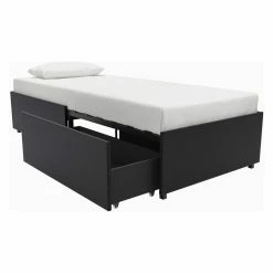 Flash Sale ❤️ Queen DHP Maven Faux Leather Platform Bed With Storage ❤️ -Beds Shop inuseAMW1360