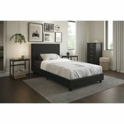 Hot Sale π― Queen Mainstays Faux Leather Platform Bed π― 9 Hot Sale π― Queen Mainstays Faux Leather Platform Bed π― -Beds Shop inuseAMW1638