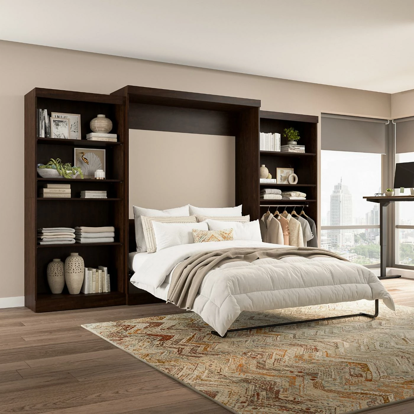 Promo βοΈ Queen Bestar Pur Murphy Wall Bed With Two 5-Shelf Storage Units π― 4 Promo βοΈ Queen Bestar Pur Murphy Wall Bed With Two 5-Shelf Storage Units π― - Image 2