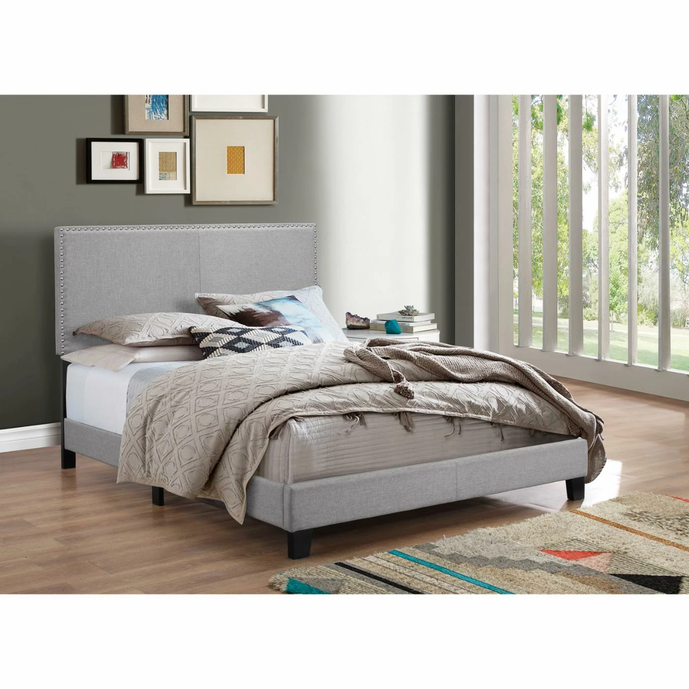 Outlet π King Crown Mark Erin Upholstered Nailhead Panel Bed π 4 Outlet π King Crown Mark Erin Upholstered Nailhead Panel Bed π - Image 2