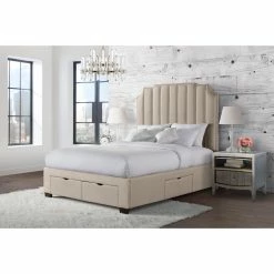 Promo 💯 Queen Picket House Furnishings Duncan Upholstered Storage Platform Bed 🔥 -Beds Shop inuseELET1173