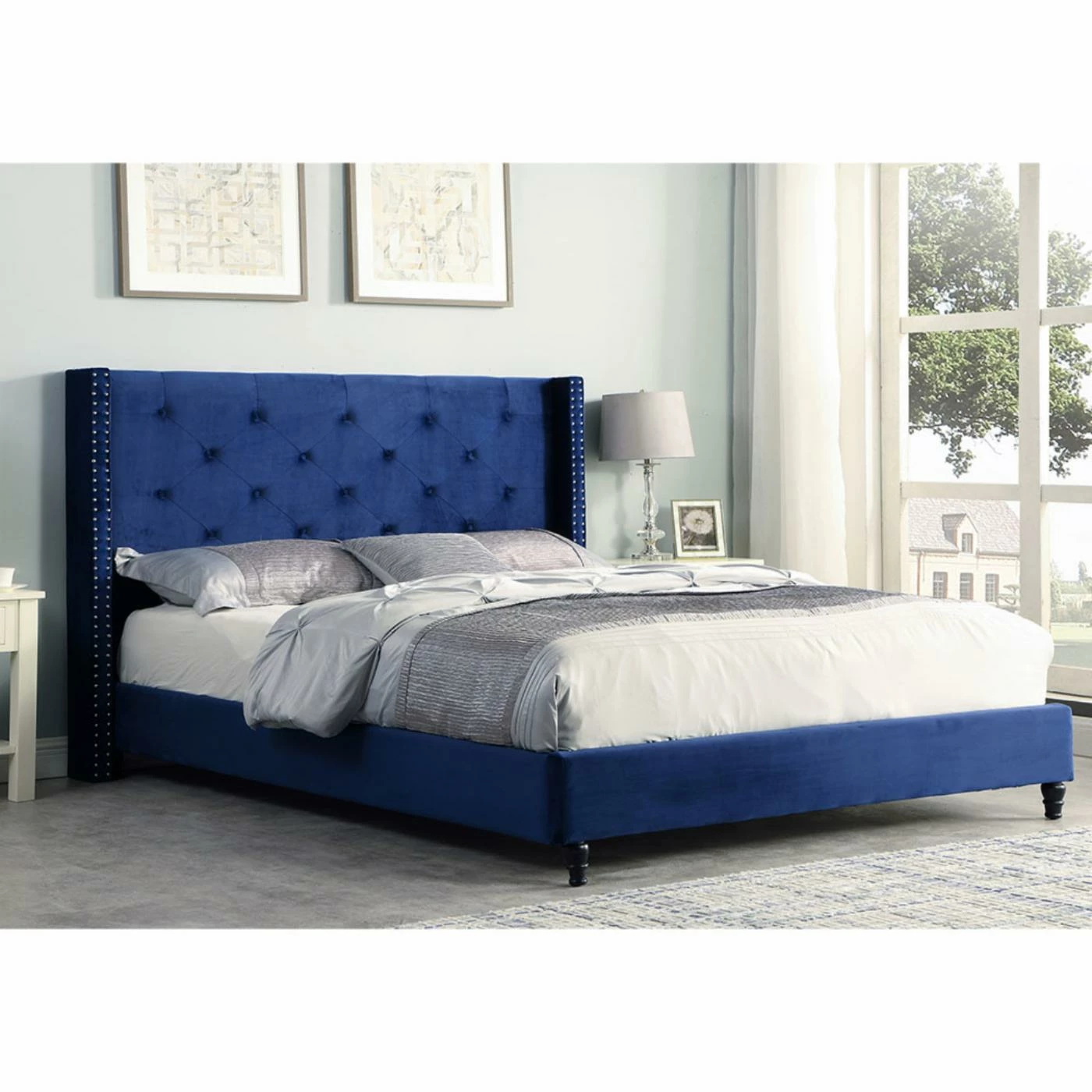 Best deal π€© Best Master Furniture Vero Velvet Tufted Wingback Platform Bed - California King - Blue π 4 Best deal π€© Best Master Furniture Vero Velvet Tufted Wingback Platform Bed - California King - Blue π - Image 2