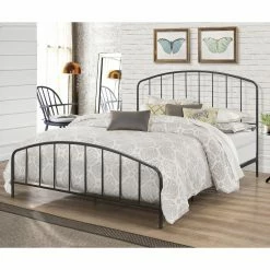 Hot Sale 🎁 King Hillsdale Furniture Tolland Arched Spindle Metal Panel Bed 👍 -Beds Shop inuseHL5407