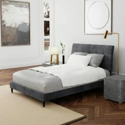 Flash Sale 🔔 Queen Hillsdale Furniture Blakely Upholstered Platform Bed With 2 Dual USB Ports 😀 -Beds Shop inuseHL5452