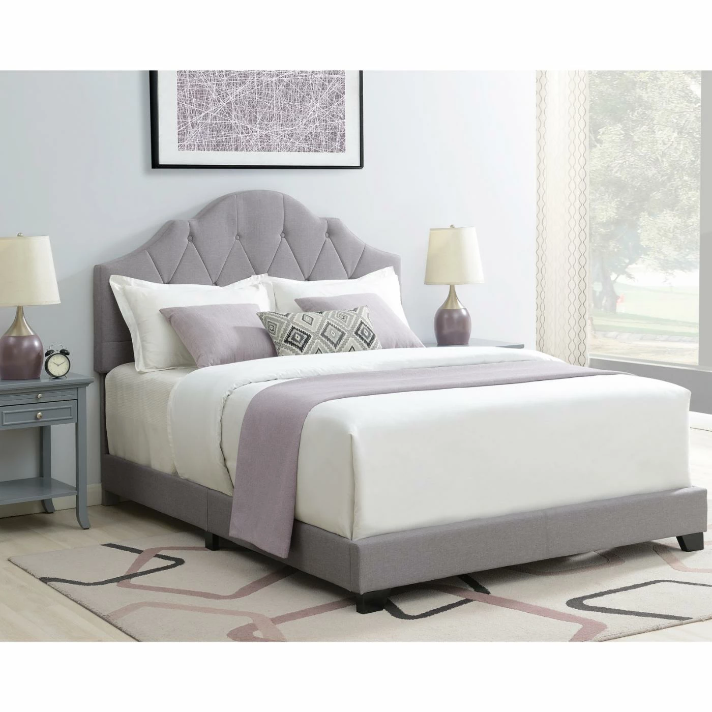 Deals ❤️ King HomeFare Upholstered Camelback Low Profile Bed ❤️ 4 Deals ❤️ King HomeFare Upholstered Camelback Low Profile Bed ❤️ - Image 2