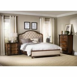 Best Pirce 👏 California King Hooker Furniture Leesburg Upholstered Bed With Wood Rails ✔️ -Beds Shop inuseHOOK4265