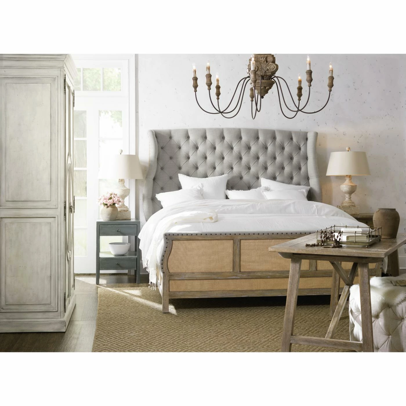 Best deal β California King Hooker Furniture Boheme Bon Vivant Upholstered Wingback Panel Bed 𧨠4 Best deal β California King Hooker Furniture Boheme Bon Vivant Upholstered Wingback Panel Bed 𧨠- Image 2