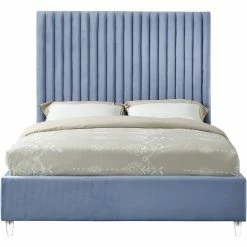 Budget 🎁 King Meridian Furniture Inc Candace Upholstered Low Profile Bed 😀 -Beds Shop inuseMERI592
