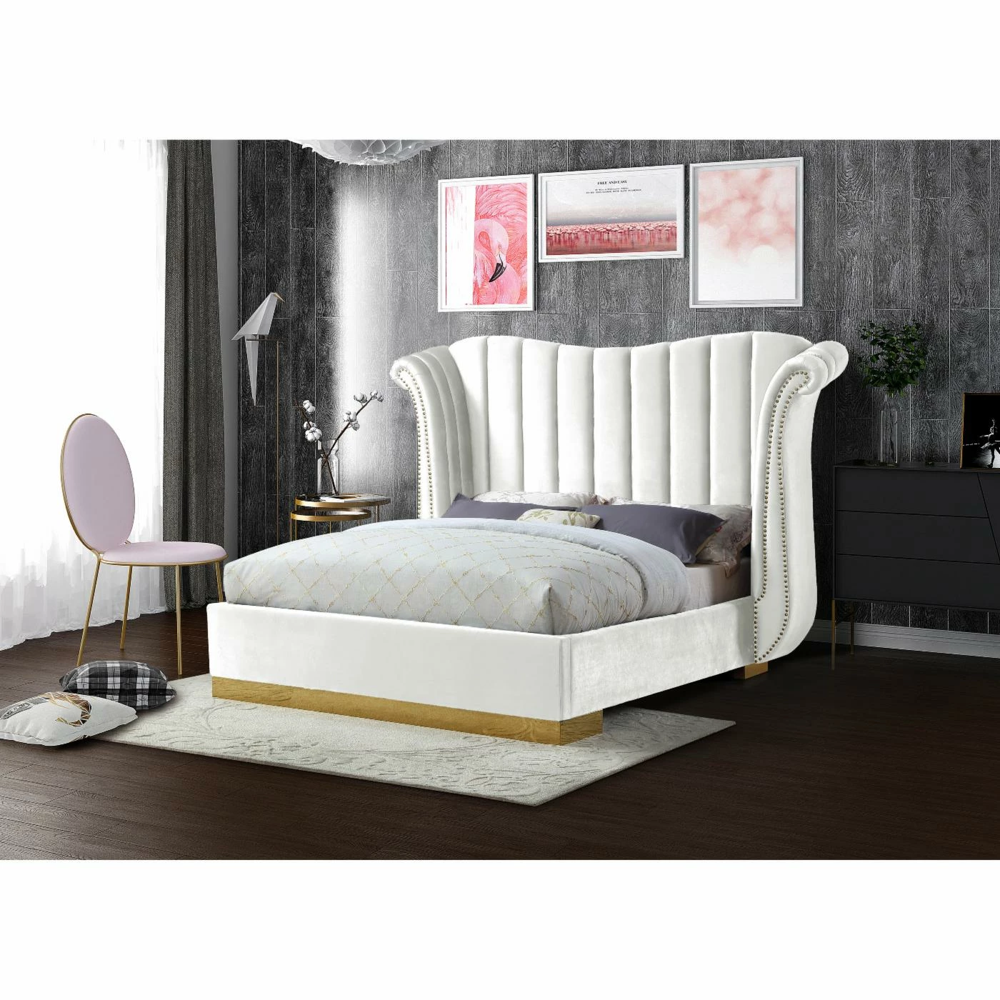 New β King Meridian Furniture Inc Flora Upholstered Wingback Low Profile Bed With Nailhead Trim π₯ 4 New β King Meridian Furniture Inc Flora Upholstered Wingback Low Profile Bed With Nailhead Trim π₯ - Image 2