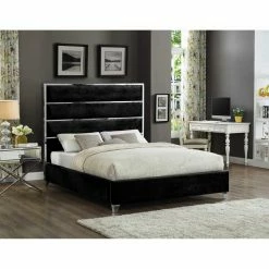 Budget ✔️ King Meridian Furniture Inc Zuma Upholstered Low Profile Bed 👍 -Beds Shop inuseMERI603