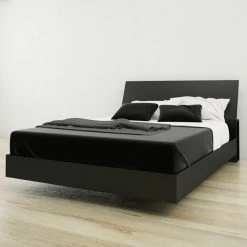Flash Sale 🔥 Queen Nexera Noir Headboard And Platform Bed 🎁 -Beds Shop inuseMFI728