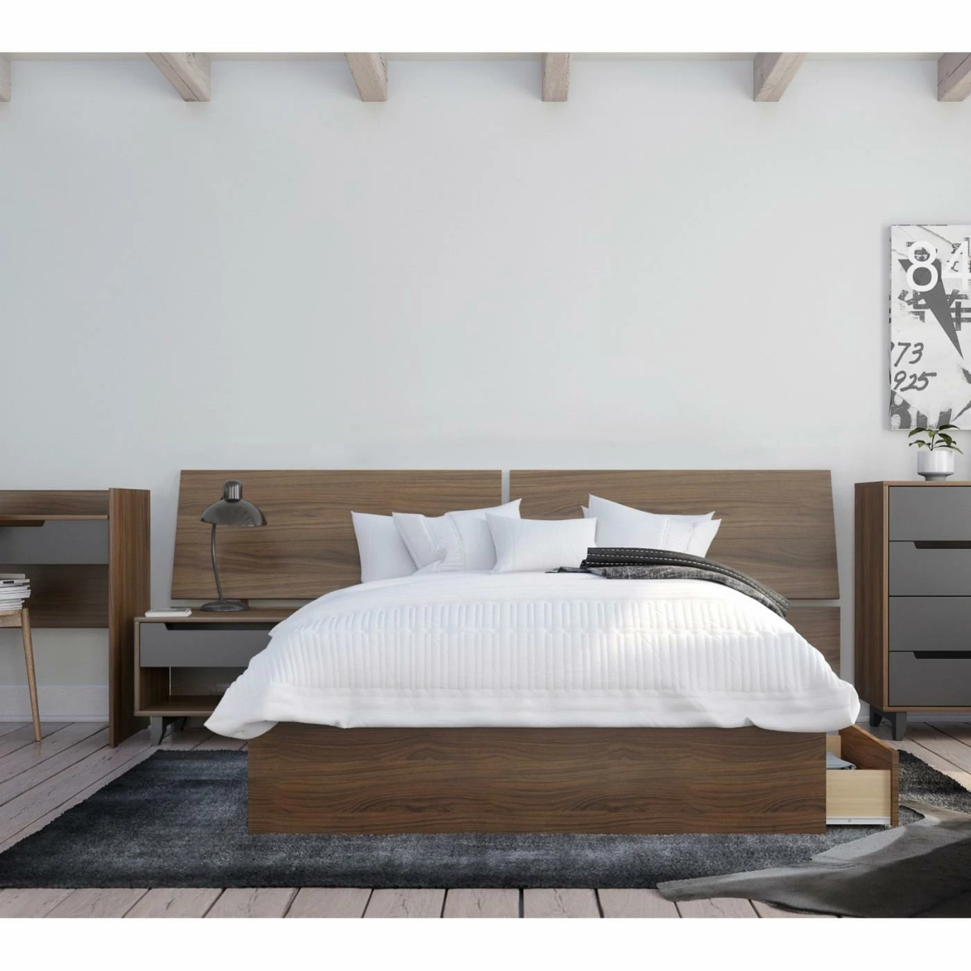 Discount π Queen Nexera Rebel Panoramic Platform Storage Bed With Nightstand π 4 Discount π Queen Nexera Rebel Panoramic Platform Storage Bed With Nightstand π - Image 2