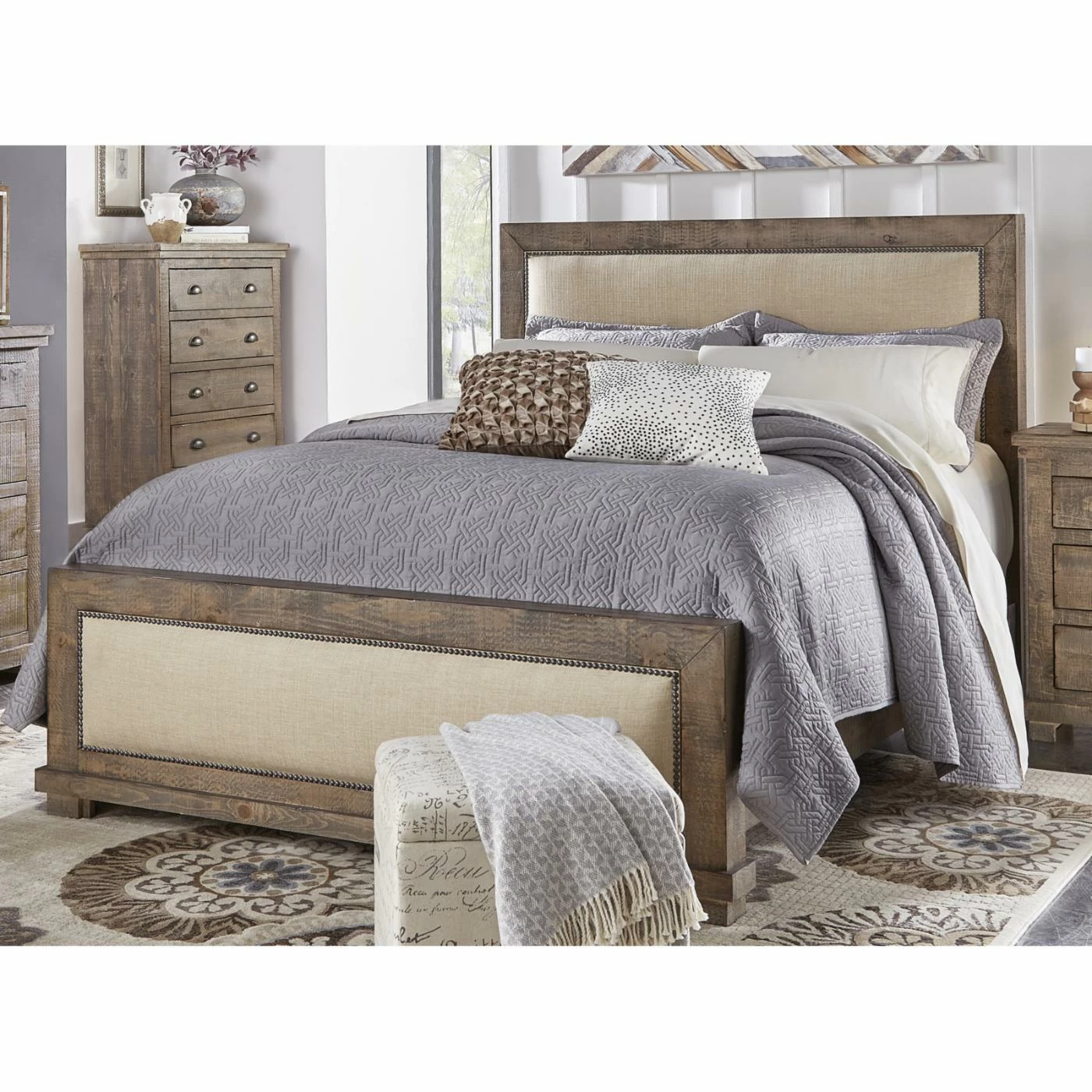 Cheap π King Progressive Furniture Willow Complete Upholstered Bed β 4 Cheap π King Progressive Furniture Willow Complete Upholstered Bed β - Image 2