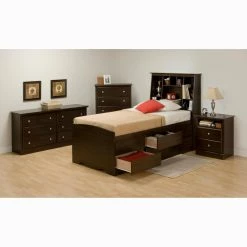 Promo 👏 Prepac Manufacturing Queen Prepac Tall Bookcase Platform Bed 🔔 -Beds Shop inusePRM101