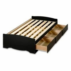 Outlet 💯 Prepac Manufacturing Prepac Mates XL Twin Platform Storage Bed With 3 Drawers - Black 😉 -Beds Shop inusePRM224