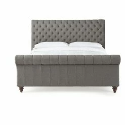 Deals 🔥 King Steve Silver Co. Swanson Upholstered Sleigh Bed 🔥 -Beds Shop inuseSSC2844