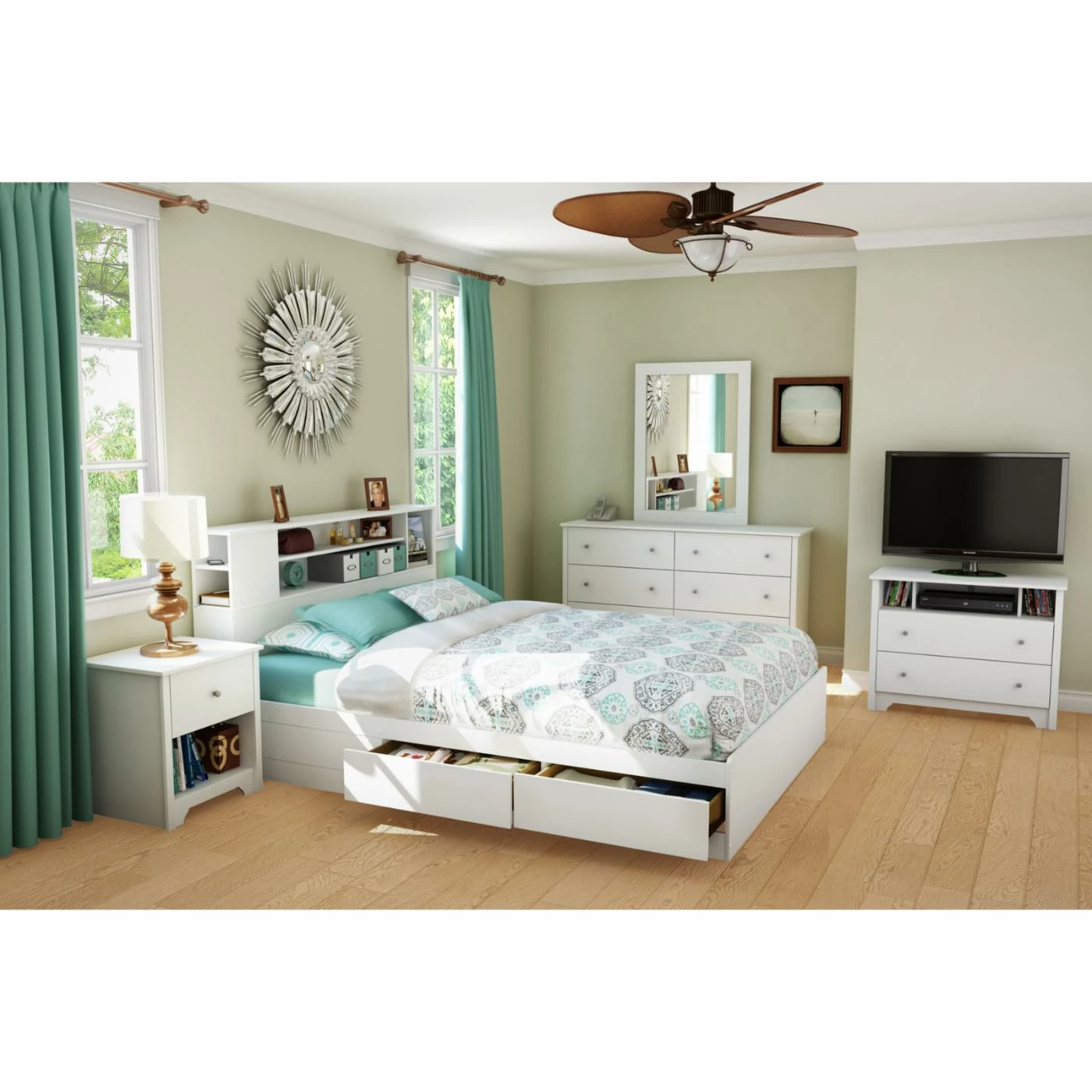 Hot Sale π South Shore Vito Queen Mates Bed With Drawers And Bookcase Headboard Set π 4 Hot Sale π South Shore Vito Queen Mates Bed With Drawers And Bookcase Headboard Set π - Image 2