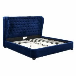 New 👏 King TOV Furniture Finley Upholstered Platform Bed 👍 -Beds Shop inuseTOVF003