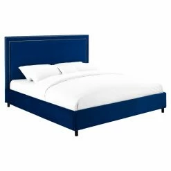 Cheapest 🧨 Queen TOV Furniture Reed Velvet Upholstered Platform Bed ✔️ -Beds Shop inuseTOVF287