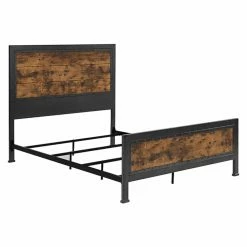 Best reviews of ⭐ Walker Edison Queen Size Industrial Wood And Metal Bed - Brown 🥰 -Beds Shop inuseWAL382