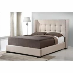 Cheap 🌟 King Baxton Studio Favela Upholstered Platform Bed ✨ -Beds Shop inuseWSI2203