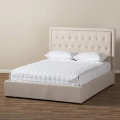 Brand new 🔥 Baxton Studio Taylor Upholstered Queen Size Gas-Lift Platform Bed 🔔 -Beds Shop inuseWSI3337